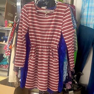 Ya Los Angles White and Dark Pink Striped Dress